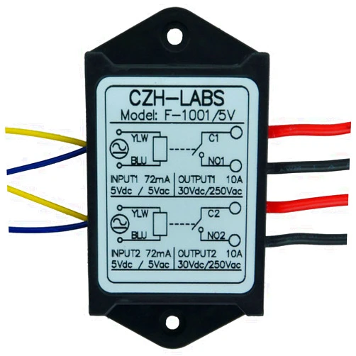 CZH-LABS Electronics-Salon 1PCS Dual SPST-NO 10Amp Power Relay Module, AC/DC 5V Control Voltage.