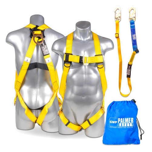 Palmer Safety Safety Harness w/Detachable 6 ft Lanyard I Single Leg Lanyard w/Internal Shock Absorbing & Snap Hook