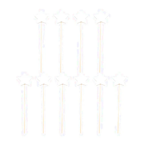 TOYANDONA 10Pcs Make Your Princess Wand, Star Shape Fairy Wand Stick Unfinished Wooden DIY Crafts for Girls Princess Art Cosplay Costume Party
