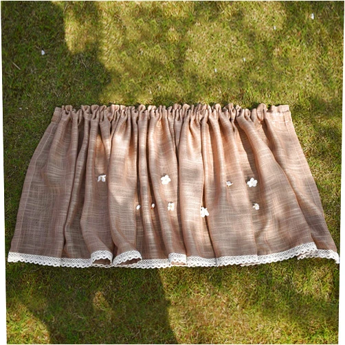ChrisPow Cotton Linen Valance Curtains Rod Pocket, Semi Sheer Short Curtain Sheer Voile Privacy Decorative Window Treatment Great for Living Room Bedroom Kitchen Windows, 1 Panel-coffee-200x120cm(79x47in)