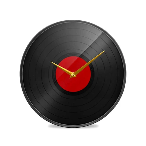 ALAZA Funny Classic Music Record Disco Wall Clock Battery Operated Silent Non Ticking Clocks for Living Room Decor 12 Inch / 9.5 Inch