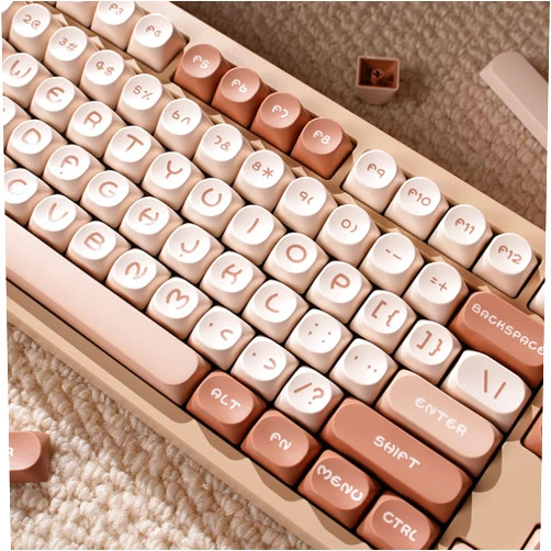 Hunfuthr MOA Keycaps, PBT Double Shot Keycaps Set, Coffee Brown Keyboard Keycaps,130 Keys Cute Keycaps,Custom Keycaps, Round Keys for 60% 65% 70% 100% Cherry Gateron MX Switches Mechanical Keyboards