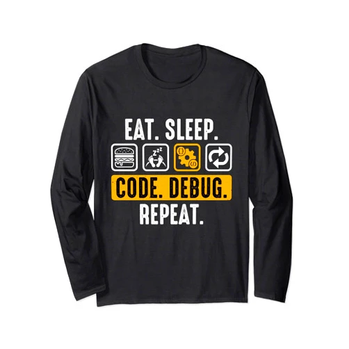 Funny Software Developer Retro Vintage Designs Co. Eat Sleep Code Debug Repeat - Funny Software Developer Long Sleeve T-Shirt