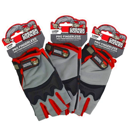 GREASE MONKEY 22107-23 Pro Fingerless All Purpose Work Gloves & Workout Gloves, 3 Pack, Large