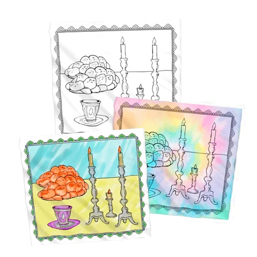 JewishInnovations.com Challah Cover for Shabbat and Holidays - DIY / Color / Decorate Your Own Food Covers - Hebrew School / Preschool Judaica Unit - Shalach Manos Craft (1)