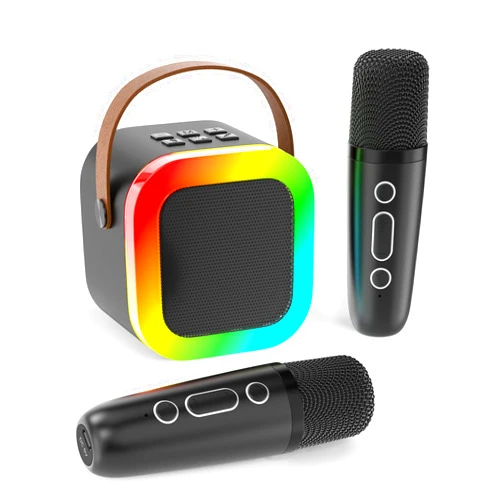 Koolcover Mini Karaoke Machine for Kids Adults, Portable Bluetooth Speaker with 2 Wireless Microphones,Toys Birthday Gifts for Girls Ages 4, 5, 6, 7, 8,9,10,11,12+ Family Home Party (Black)