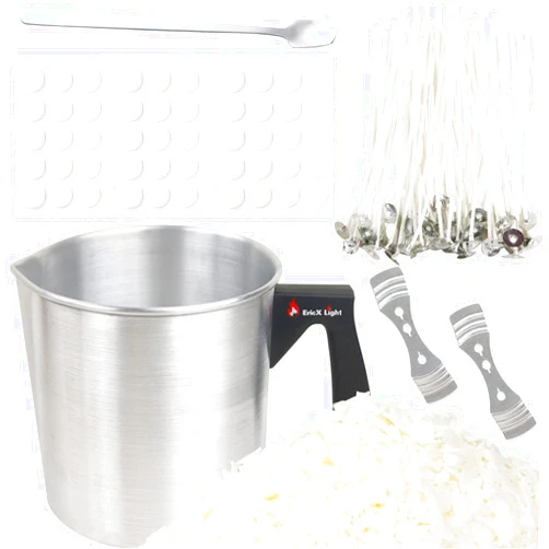 EricX Light Candle Making Kit, 60pcs Candle Wicks, 60pcs Candle Wicks Sticker, 16oz Soy Wax, 1pc Candle Wax Pouring Pot, 2pcs 3-Hole Wicks Centering Devices, 1pc Mixing Spoon, DIY Candles Craft Tools