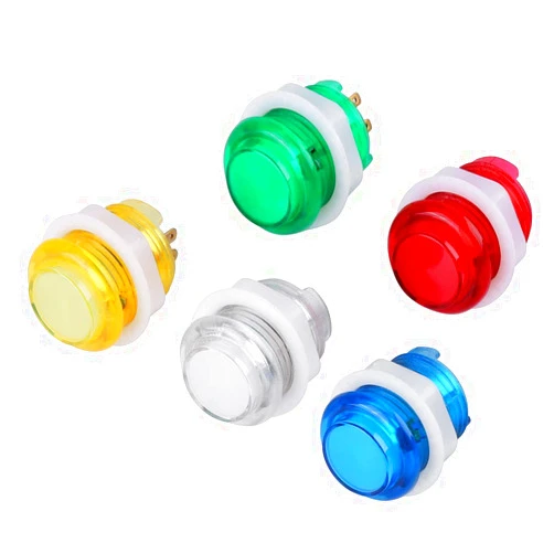 Hztyyier 5PC 5V 24mm Jumbo LED Illuminated Push Button Self-resetting Push Button Switch with Microswitch for Operated Game Projects