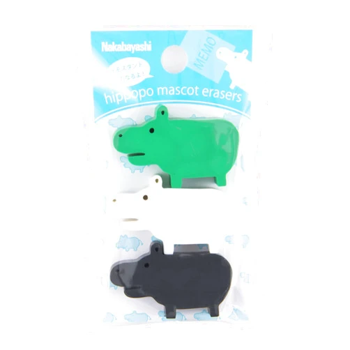 Nakabayashi HPP-ERA-M Hippopo Series Mascot Eraser, Monotone, Pack of 3