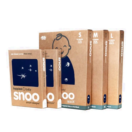 Happiest Baby The Big Bundle 100% Organic Cotton - Includes 3 SNOO Sacks and 2 SNOO Bassinet Fitted Sheets (Midnight)