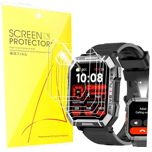Lamshaw Compatible for Blackview Military Smart Watch Screen Protector, [6 Pack] Lamshaw Full Coverage TPU Clear Film Compatible for Blackview W60 2.01