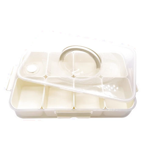 YIENENG 8 Compartments Snack Containers, Portable Divided Serving Tray with Lid and Handle for Kitchen, Party, Picnic, Travel, Microwave Dishwasher Freezer Safe
