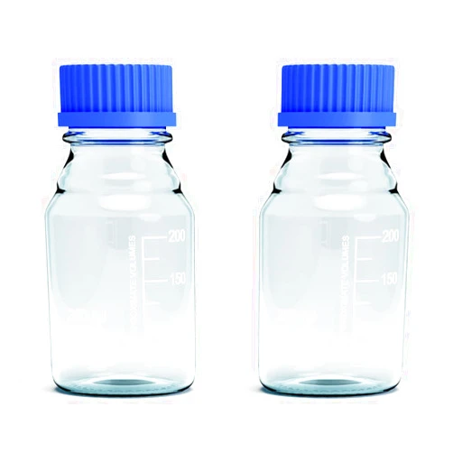 MorexLab 250ML Storage Glass Bottles – 2pcs Round Media Storage Bottle – Borosilicate Glass Bottles – Safe Probe Storage Glass Storage Bottles with GL45 Blue Screw Cap (250ml - 2pcs)