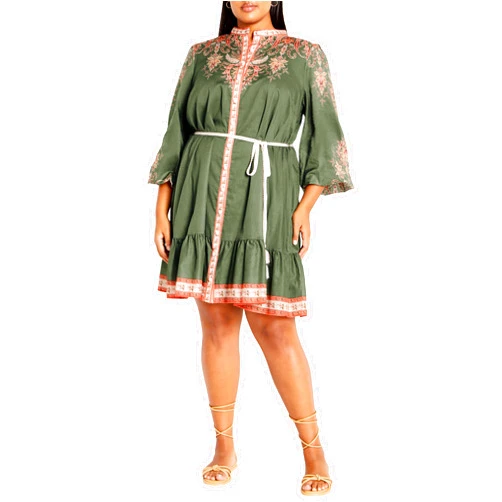 City Chic Women's Apparel Women's CITYCHIC Plus Size Dress Chloe PLC, SAGE Placement