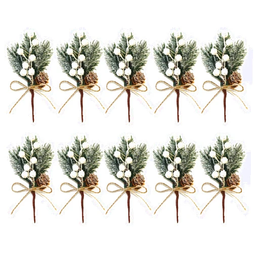 YHNJI 10Pcs White Christmas Berries Stems Artificial Christmas Picks Winter Holiday Floral Pick for Xmas Decor, 15CM, 201027HB02-2-701-1410175051