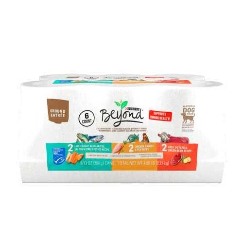 Beyond Purina Beyond Chicken, Beef and Cod Ground Entree Grain Free Wet Dog Food Variety Pack - 6 Count (Pack of 2) 13 oz. Cans
