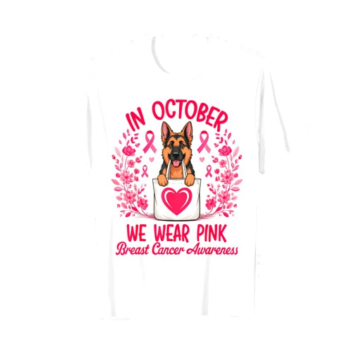 Support Squad Breast Cancer Positive Breast Cancer in October We Wear Pink German Shepherd Dog T-Shirt