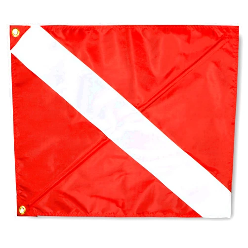 Anley Diver Down Warning Flag with Removable Stiffening Pole 20 x 24 Inch - Double Stitched Nylon - Red and White Diving Flags for Scuba Dive Spearfishing Freediving