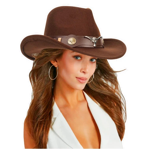 Mealah Classic-Western-Cowboy-Hat Wide-Brim Felt-Cowgirl-Fedora-Jazz-Hat for Women Men(Size:M)