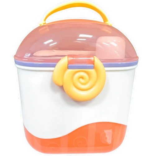 XPECIAL Baby Formula Dispenser On the Go Milk Powder Dispenser Formula Container with Snap-On Lid, 550ML Lovely Snail Portable Infant Container with Fork and Spoon for Travel Outdoor Picnic (Pink)