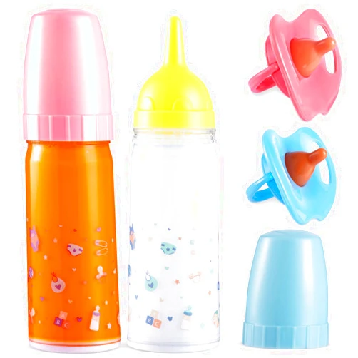 JOYIN Doll Magic Bottle Set, 2 Disappearing Magic Milk & Juice Bottles with Caps and 2 Toy Pacifiers Baby Doll Accessories Feeding Set Stuff for Girls Christmas Birthday Gift