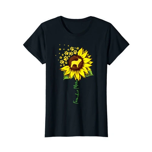 Funny Frenchie Gifts For Women Girls Frenchie Mom Sunflower French Bulldog Lover Gifts Dog Mama T-Shirt