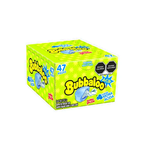 Bubbaloo Adams- goma de mascar 47 pz- sabores varios (Mora Acida, 47pz)
