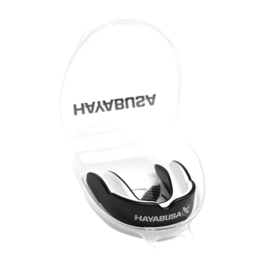 Hayabusa Combat Sports Mouth Guard Youth, Kids and Adult Sizes Comes with Case - Black/White, Adult