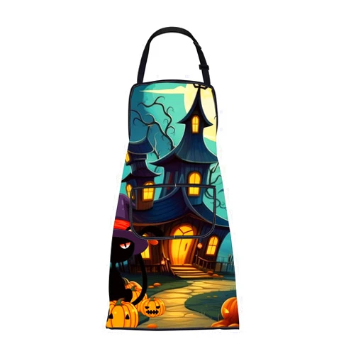 FUSTMW Halloween Aprons for Men Women Happy Halloween Gifts Halloween Cooking Kitchen Chef BBQ Grill Apron with Pocket