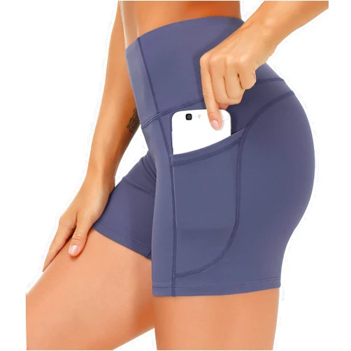 THE GYM PEOPLE High Waist Yoga Shorts for Women's Tummy Control Fitness Athletic Workout Running Shorts with Deep Pockets