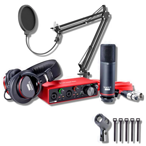 StreamEye Focusrite Scarlett 2i2 Studio 3rd Gen USB Audio Interface Bundle with StreamEye Boom Arm Mic Stand with Desktop Mount, Detachable Clip, Professional Grade XLR Cable, Microphone Pop Filter and Ties