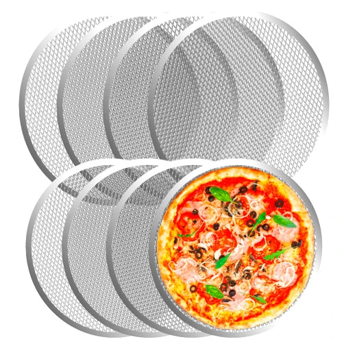 Nsmykhg Pizza Pan,8 Pack Aluminum Pizza Pan 12 Inch Pizza Pan Pizza Baking Screen Mesh Pizza Tray Pizza Tray with Holes,long-lasting Metal Mesh Tray for Oven & Grill - Perfect for Home Restaurant Cooking