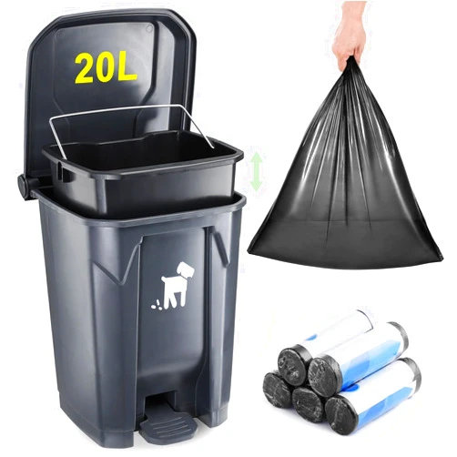 Biubiucat Dog Poop Trash Can Outside, 20L Pet Waste Container with Removable Inner Waste Bin, 150 Waste Bags, Outdoor Dog Poop Trash Bin for Small/Large Dog Families