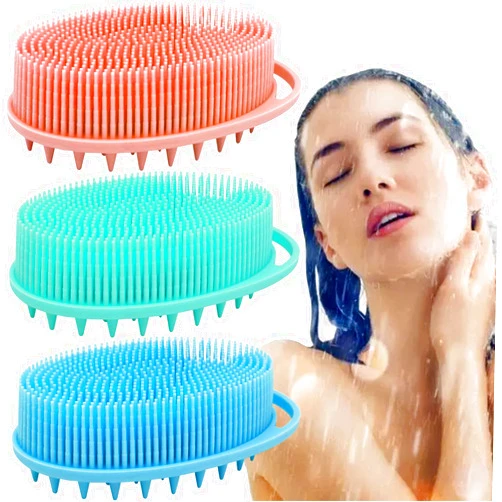 MR LION Silicone Body Brush, Exfoliating Body Scrubber, Silicone Body Scrubber Loofah, Silicone Bath Brush, Soft Exfoliating Body Bath Shower Scrubber Brush for Kids and Adults All Kinds of Skin -3 Pack