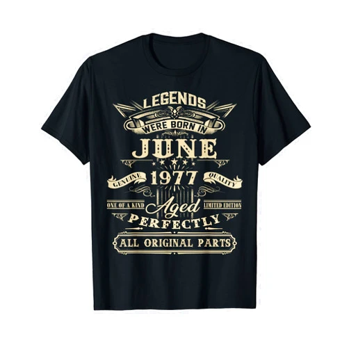 44th Birthday Vintage Tee For Legends Born In June 1977 T-Shirt