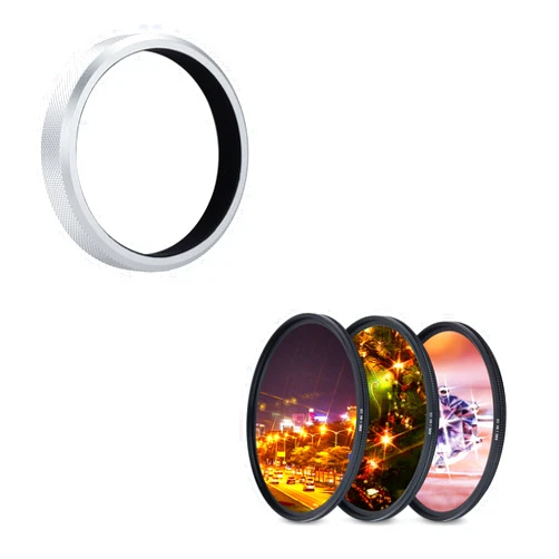 JJC AR-X100 Metal Lens Filter Adapter Ring & 49mm Variable Star Filter(4 Points 6 Points 8 Points) for Fuji Fujifilm X100VI X100V X100F X100T X100S X100 Camera