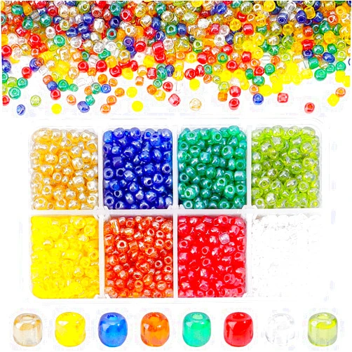 PH PandaHall About 1900 Pcs 6/0 Multicolor Beading Glass Seed Beads 8 Colors Round Pony Bead Mini Spacer Czech Beads Diameter 4mm for Jewelry Making