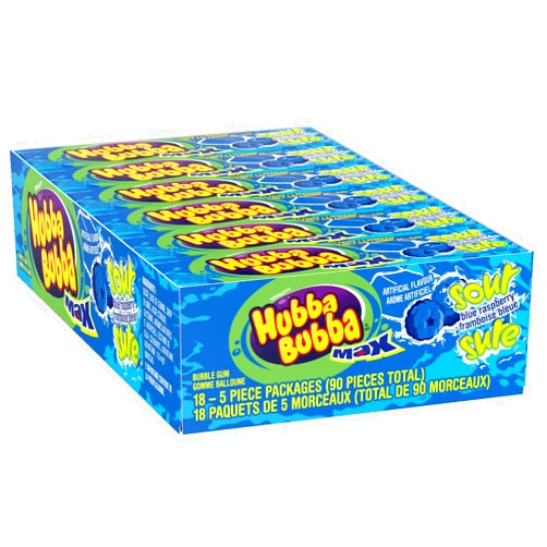 Hubba Bubba Max Sour Blue Raspberry (Pack of 18) (Imported from Canada)