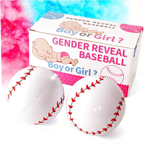 Bkkack 2 Pack Gender Reveal Baseball Pink and Blue Surprise Party and Baby Announcement