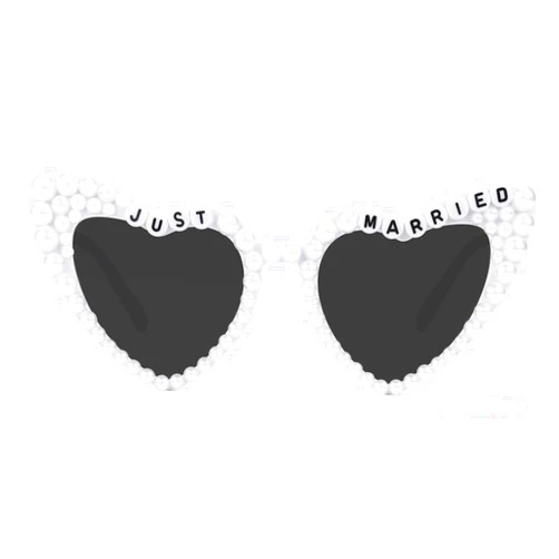 Etercycle Heart Sunglasses, Just Married Women's Sunglasses Bride Gifts, Bridal White Glasses Vintage Pearl Sun Glasses For Bachelorette Party Decorations