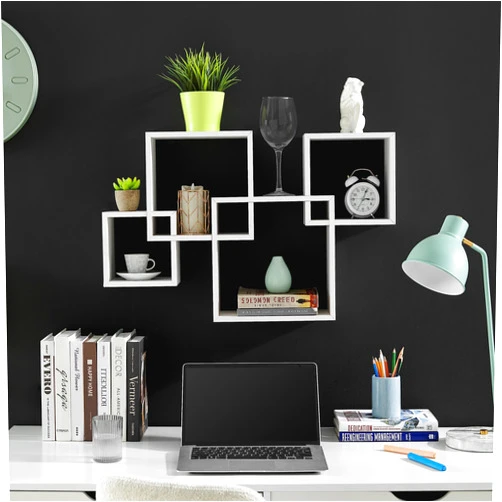 Danya B. Blocchetto Intersecting Cubes Wall Shelf Unit - Horizontal or Vertical (White)