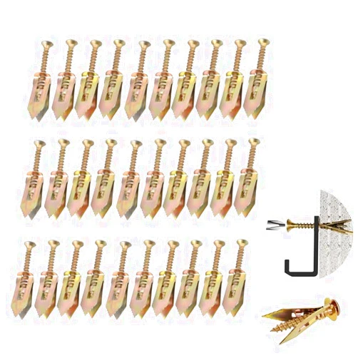 OFY ONLY FOR YOU 2024 New Self-Drilling Anchors Screws, Zinc Plated Steel Self-Drilling Anchors Self-Drilling Drywall Anchors with Screws, Wall Anchors Easy Application for TV Bike Cabinet(30pcs,12mm x 30mm)