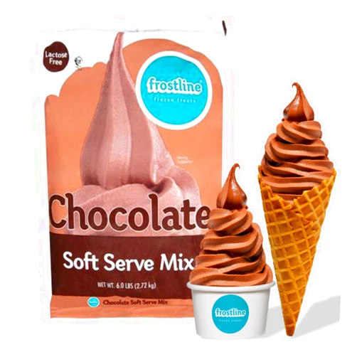 Frostline Chocolate Soft Serve Ice Cream Mix, Lactose & Gluten Free - Just Add Water, Dairy, or Dairy Free Alternative, Use with Blender, Countertop Ice Cream Maker, Soft Serve Machine - 6 lb Bag