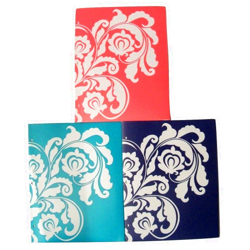 Studio C Carolina Pad Studio C Set of 3 Poly Versailles Folders (Red, Teal and Navy with White Floral Scroll)