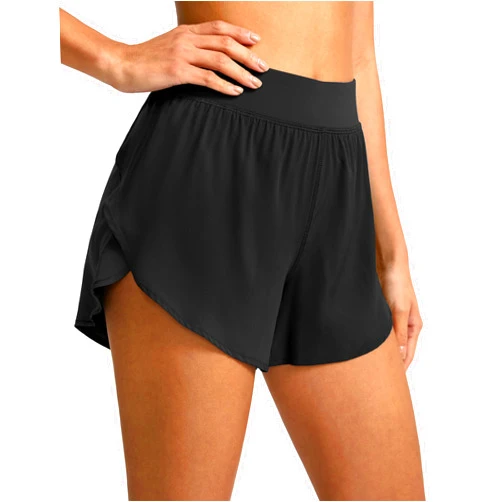 Soothfeel High Waisted Athletic Running Shorts for Women Dolphin Shorts High Split Quick Dry Gym Workout Shorts with Liner