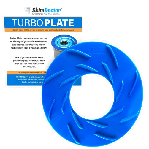 SkimDoctor Turbo Plate Skimmer Basket add on will Turbocharge your Pool Skimmer | Water Vortex Inducer Delivers Fast Automatic Pool Cleaning | Fits Most Inground Pool Skimmer Baskets | Easy Install