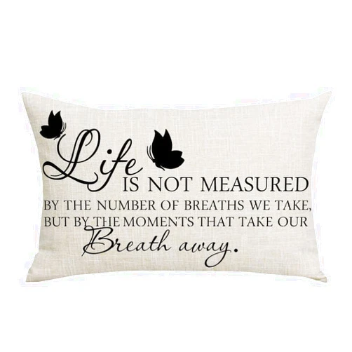 WENIANRU Black Life is Not Measured by The Number of Breaths We Take Home Sofa Chair Bed Decoration Lumbar Pillowcase Cotton Linen Decorative Throw Pillow Cover Case Rectangular 12 x 20 Inches