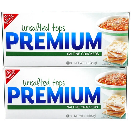 Premium Saltine Crackers - Unsalted Tops, 16 oz, 2 pk