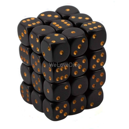 Chessex CHX25828 Dice-Opaque: 36D6 Black/Gold Set