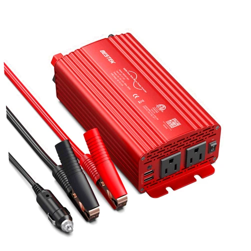 BESTEK 500W Pure Sine Wave Power Inverter DC 12V to AC(2 Outlets) 110V Car Charger Plug Inverter Adapter Converter with 4.2A Dual USB Charging Ports, ETL Listed